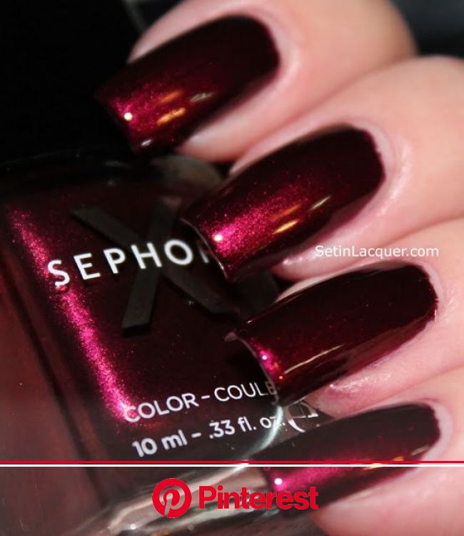 Privileged - is a deep and shimmery garnet red shade - from the Sephora X line | Fashion nails, Pretty nails, Nail colors