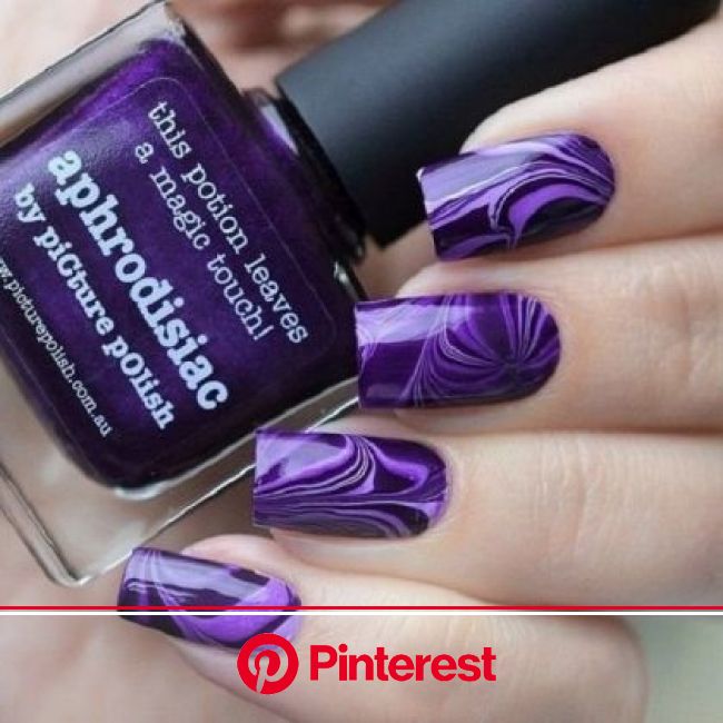 purple manicure marble effect nail design ideas | Purple nail art designs, Purple nails, Purple nail art
