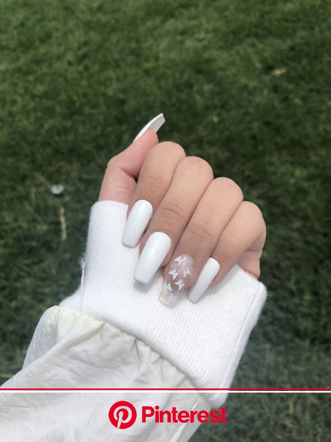 Butterfly Nails White Nails Press On Nails Birthday Gift Idea In 2020 Acrylic Nails Coffin Short Coffin Shape Nails Short Acrylic Nails Desi Clara Beauty My You can recreate the whole manicure or just one or two of the nails you like. butterfly nails white nails press